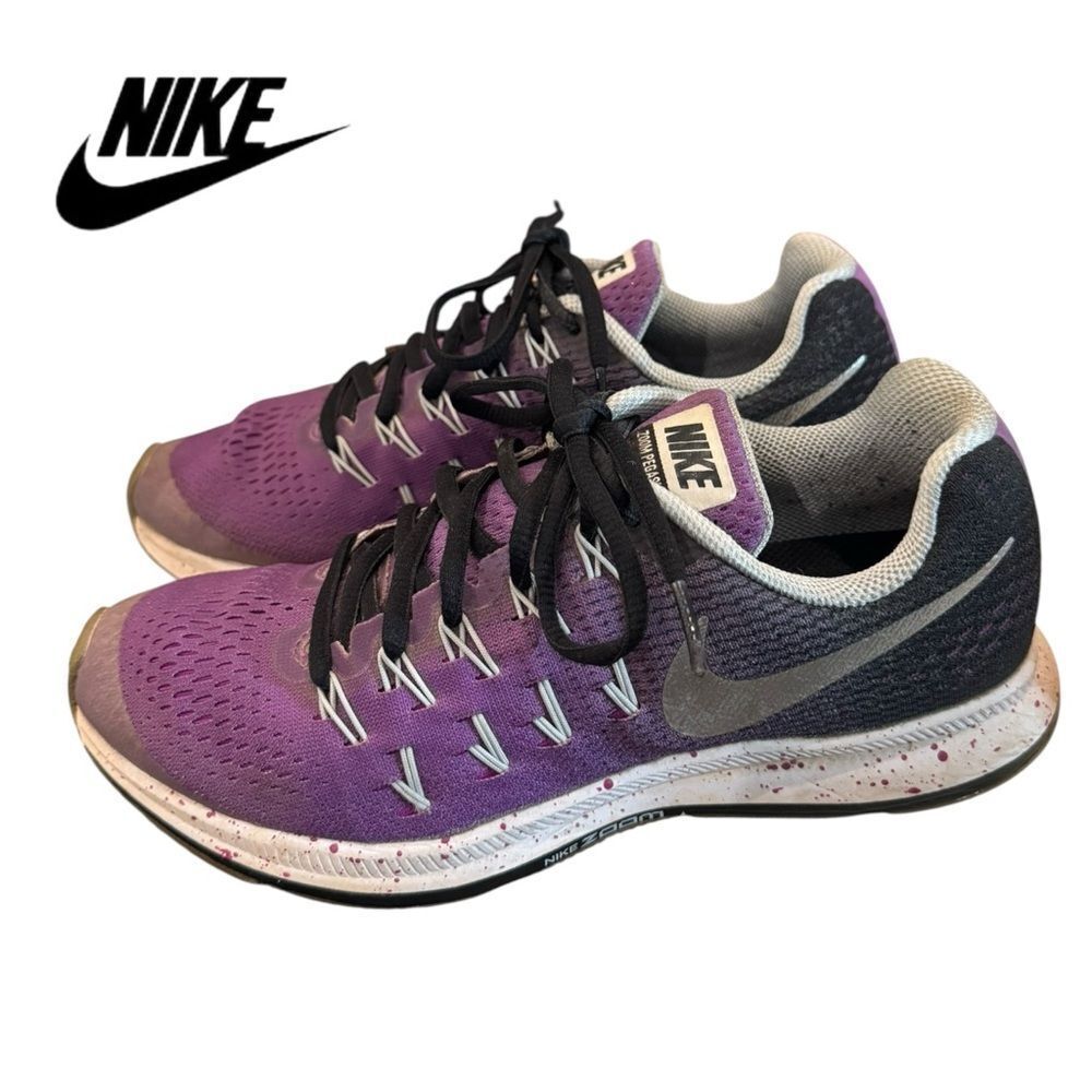 Nike ID By You Custom Air Zoom Pegasus 33 Purple Silver Sneakers 7